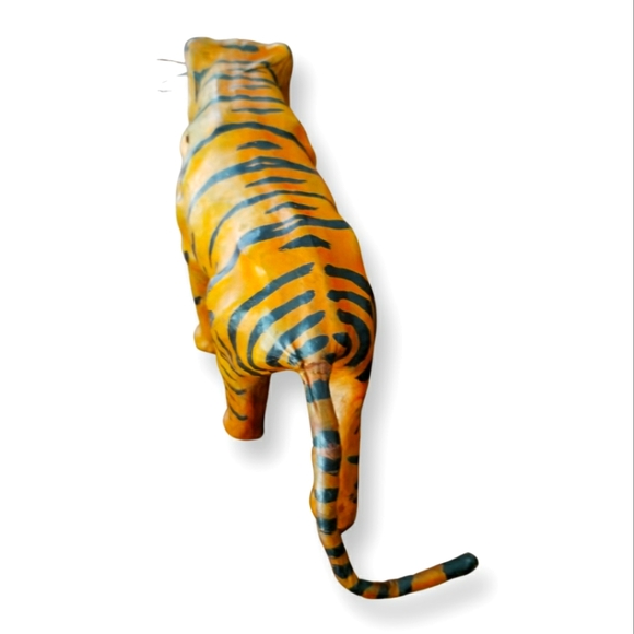 Vintage Leather Wrapped Paper Mache Tiger Figurine - Picture 2 of 3